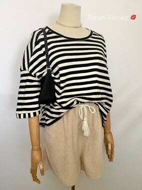 SPLENDID OVERSIZED FRENCH TERRY STRIPED TOP